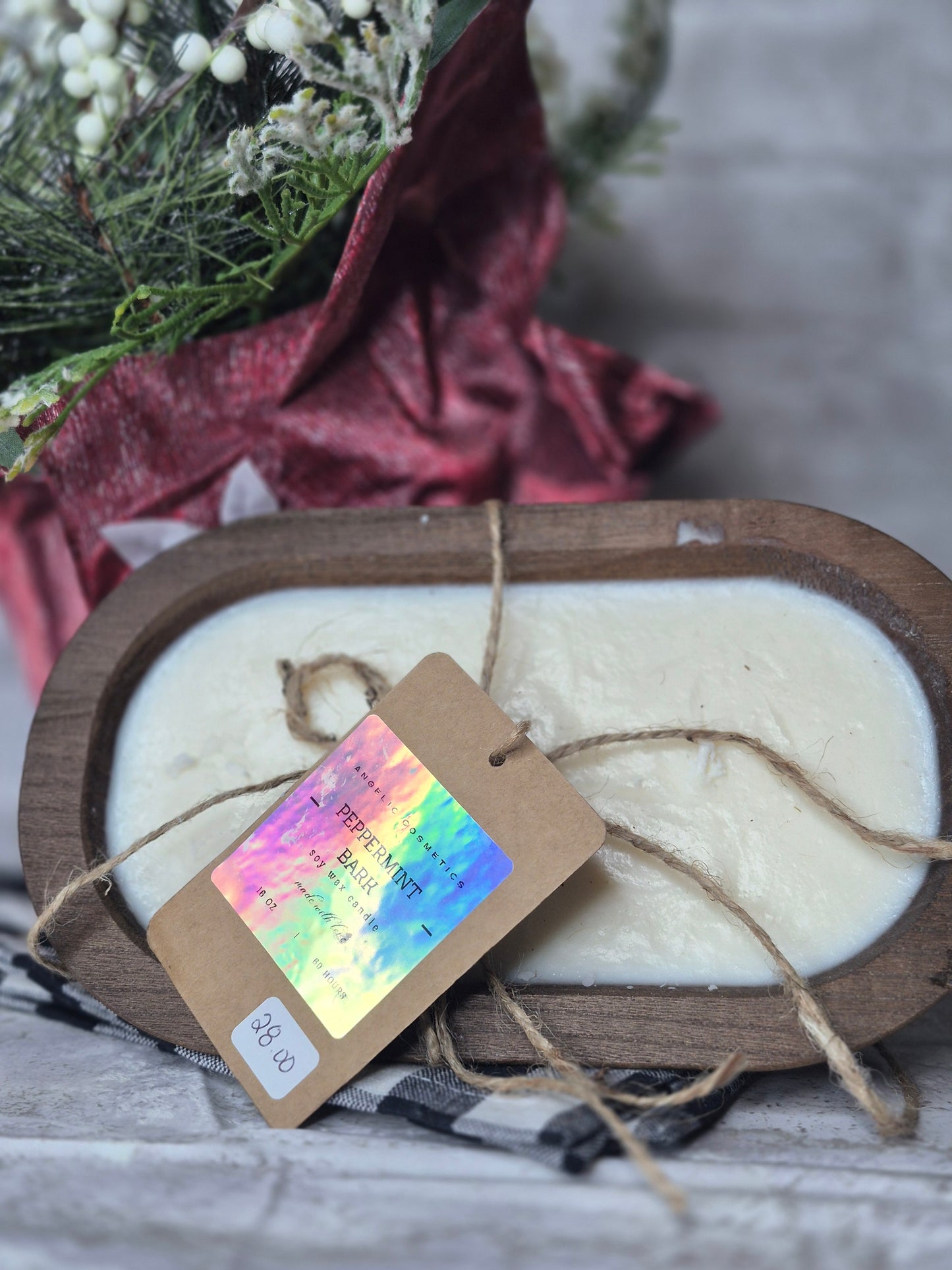 Peppermint Bark Dough Bowl Candles